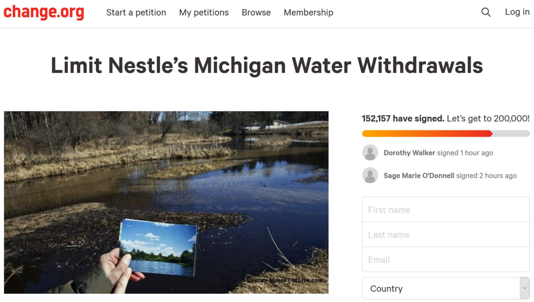 Petition: Limit Nestle’s Michigan Water Withdrawals